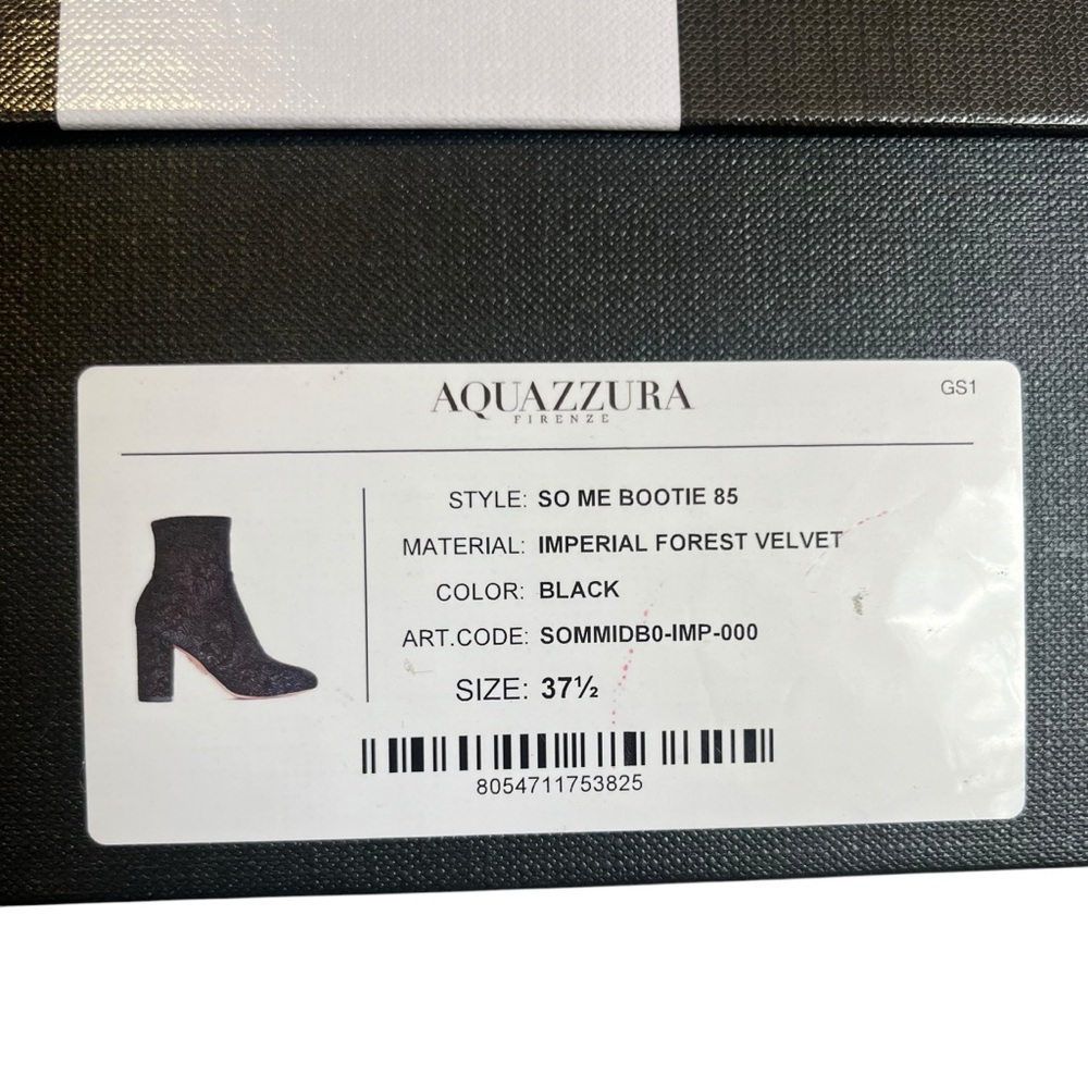 AQUAZZURA So Me Bootie sz 37.5 US 7.5 Imperial forest velvet black sock boot - Picture 6 of 11